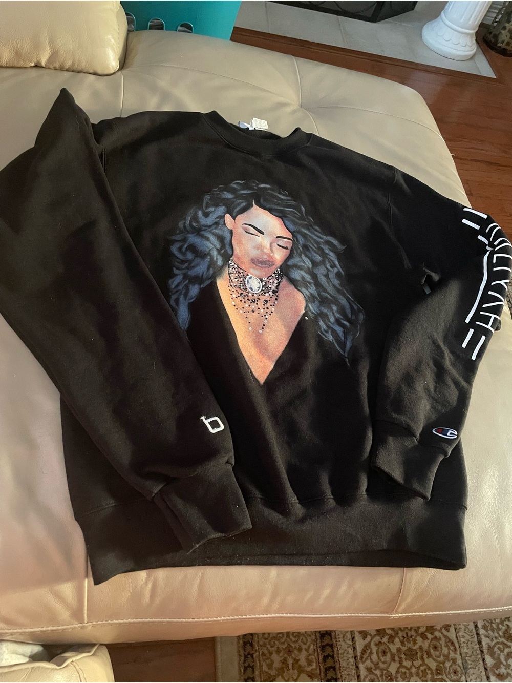 2021 Limited Edition Alliyah Black Champion Crewneck Sweatshirt, Size Small